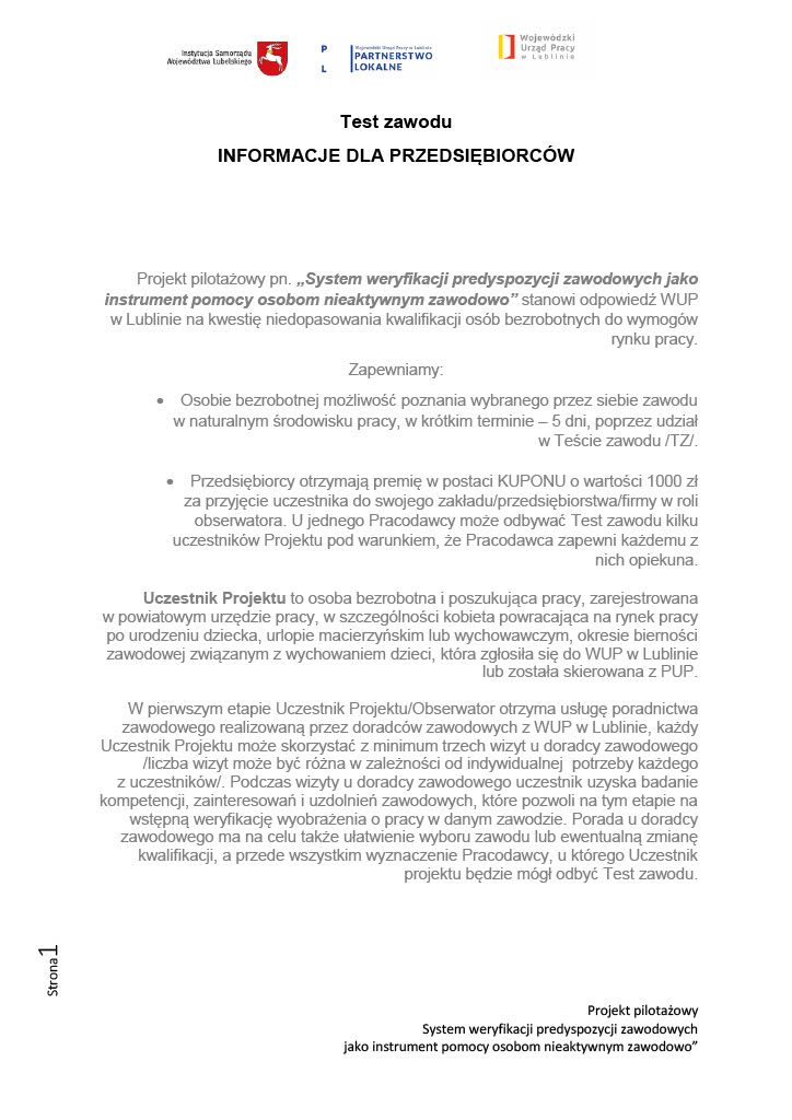 Test zawodu informacje dla Przedsiebiorc w1024 1