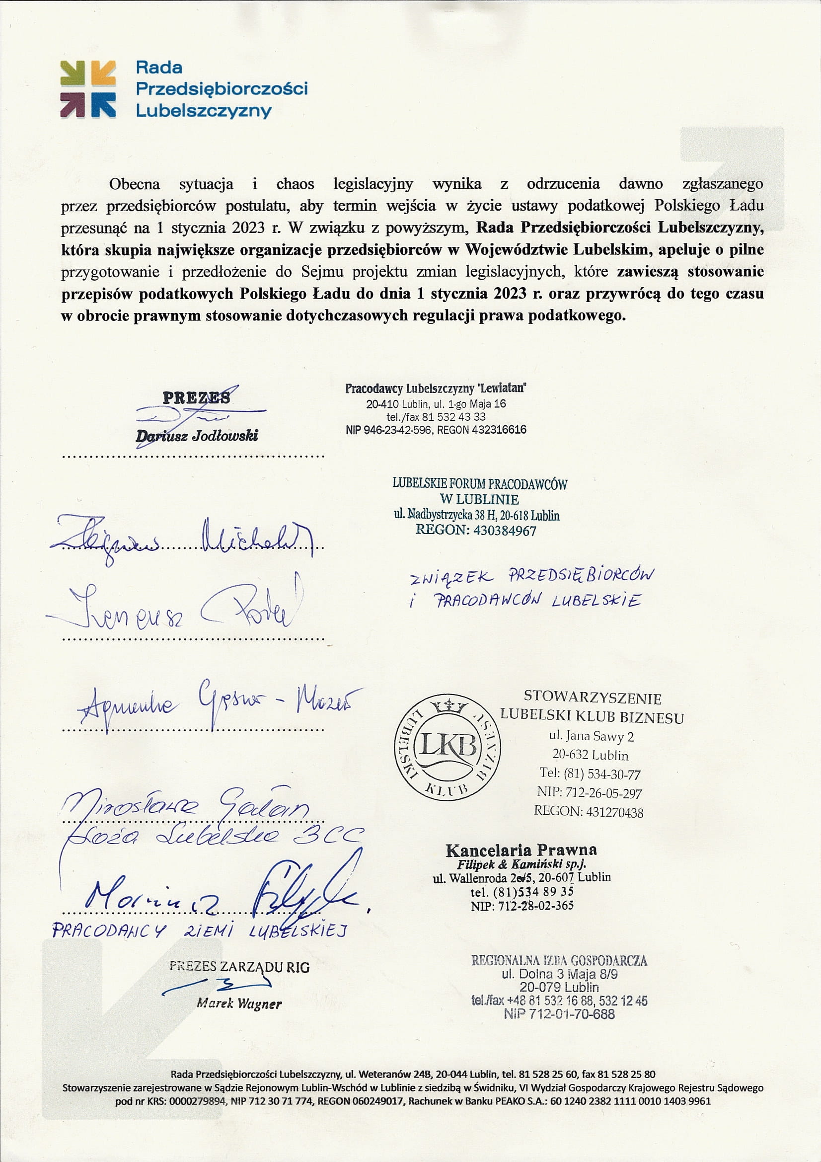 Apel RPL o zawieszenie obowiązywania Polskiego Ładu do dnia 1 stycznia 2023 r 2 1